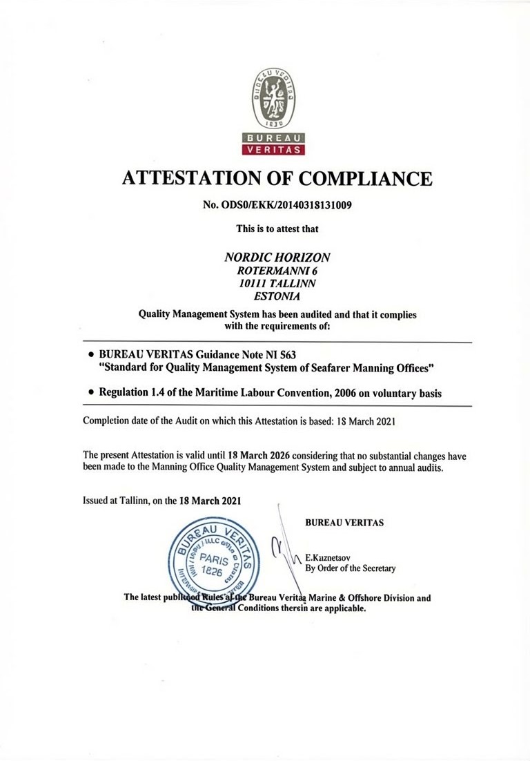 Bureau Veritas Attestation of Compliance