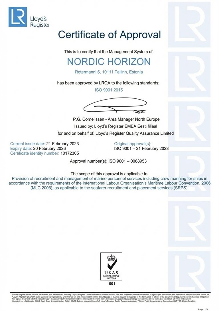 ISO 9001:2015 Certificate - Lloyd's Register