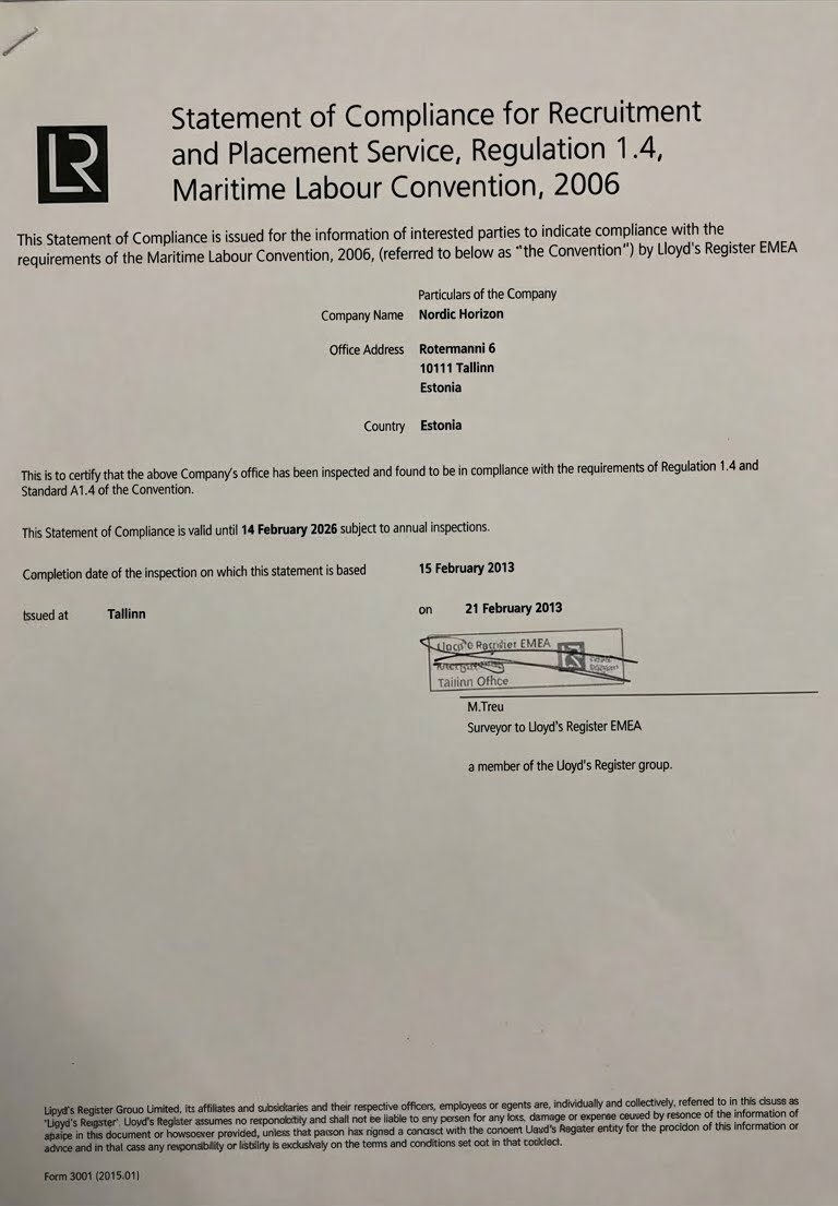 MLC 2006 Statement of Compliance - Lloyd's Register